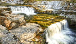 Slow motion waterfalls at Stainforth Force in the Yorkshire Dales